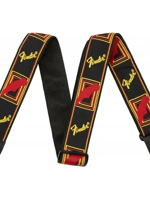 Autentický Fender Monogramm Strap - Black, Yellow, Red