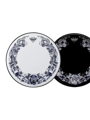 Remo Tattoo Skyn Powerstroke 3 Bass drum 22" Tattoo Serpentrose PA-1322-TT-T02-bílá Novinka