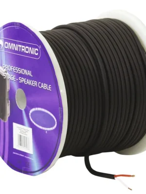 Must-Have Omnitronic reproduktorový kabel 2x1,5 mm, černý, 50 m cívka