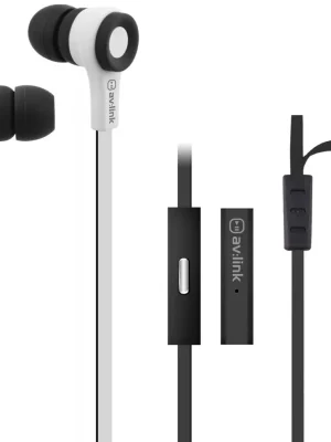 AV:link gumová sluchátka s handsfree, černo-bílá Víkendová Akce