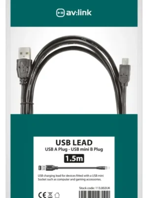 AV:link kabel USB 2.0, 1x typ A samec - 1x mini 5-pin typ B samec, 1.5m Nejlepší Cena