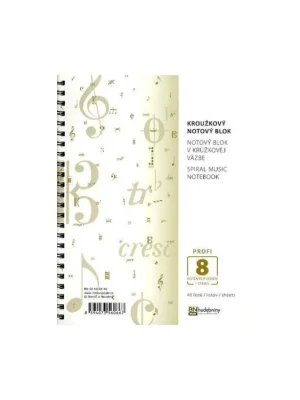 Časově Omezené Kroužkový notový blok A5 8 osnov 40 listů
