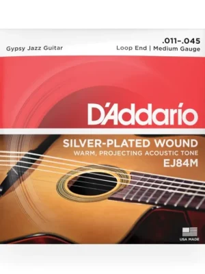 D'Addario EJ84M Gypsy Jazz Acoustic Guitar Strings, Loop End, Medium, 11-45 Expresní Doručení