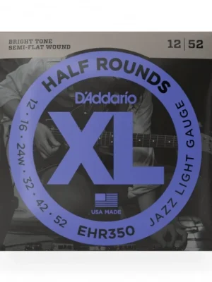 Sezónní Sleva D'Addario EHR350 Half Round Electric Guitar Strings, Jazz Light, 12-52