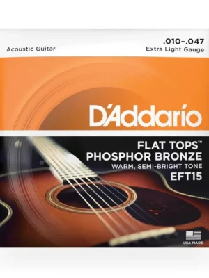 Nejprodávanější D'Addario EFT15 Flat Tops Phosphor Bronze Acoustic Guitar Strings, Extra Light, 10-47