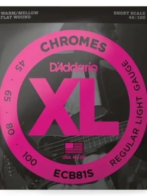 Ověřený D'Addario ECB81S Chromes Bass Guitar Strings, Light, 45-100, Short Scale