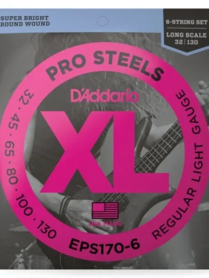 Pouze Dnes D'Addario EPS170-6 6-String ProSteels Bass Guitar Strings, Light, 30-130, Long Scale
