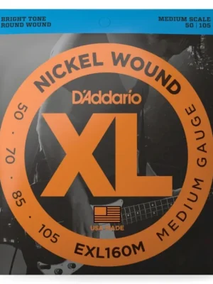 D'Addario EXL160M Nickel Wound Bass Guitar Strings, Medium, 50-105, Medium Scale Cenová Bomba
