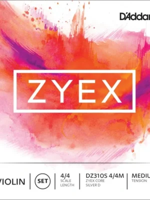 D'Addario Zyex Violin String Set with Silver D, 4/4 Scale, Medium Tension Ověřený