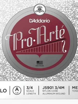 D'Addario Pro-Arte Cello Single A String, 3/4 Scale, Medium Tension Finální Výprodej