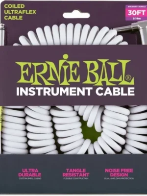 Top Prodej Ernie Ball 6045 30'Coiled Straight/Angle Instrument Cable WH