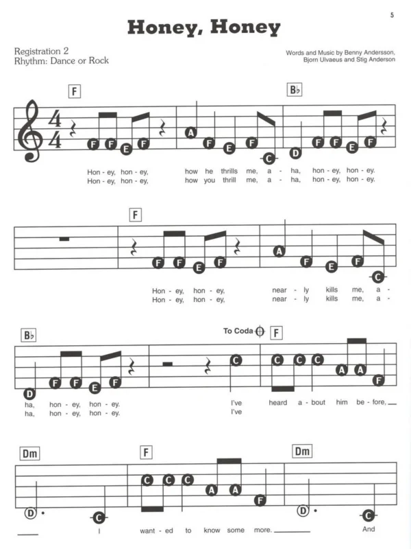 Odeslání Ihned EZ PLAY TODAY 96 - MAMMA MIA! (ABBA) / melodická linka - velké noty , akordové značky, text