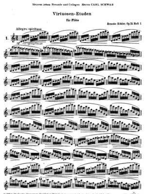 30 Virtuoso Studies Op.75 for Flute by Ernesto Kohler - book 1 (etudy 1-10) Vrácení Zdarma