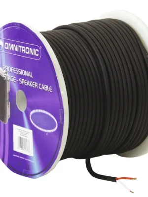 Omnitronic reproduktorový kabel 2x1,5 mm, černý, 50 m cívka Omezená Nabídka