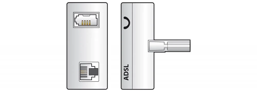 AV:link ADSL signálový filtr BT431A samec – RJ11 samice + BT431A samice Výprodej
