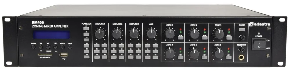 Adastra RM406, 100V 6-zónový mixážní zesilovač, 6x40W, BT/MP3/FM Nejlepší Volba