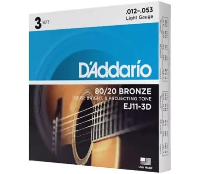 Novinka Struny kovové pro akustickou kytaru D'Addario EJ11-3D 80/20 Bronze Light 12/53