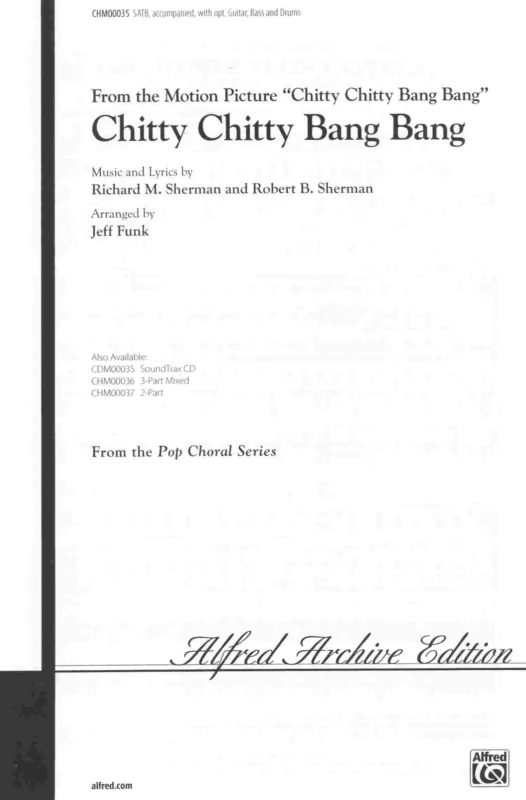CHITTY CHITTY BANG BANG / SATB* a klavír/akordy Oblíbený