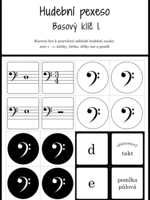 Sleva Hudební pexeso - Basový klíč 1 - 72 kartiček pro zábavnou výuku hudební nauky